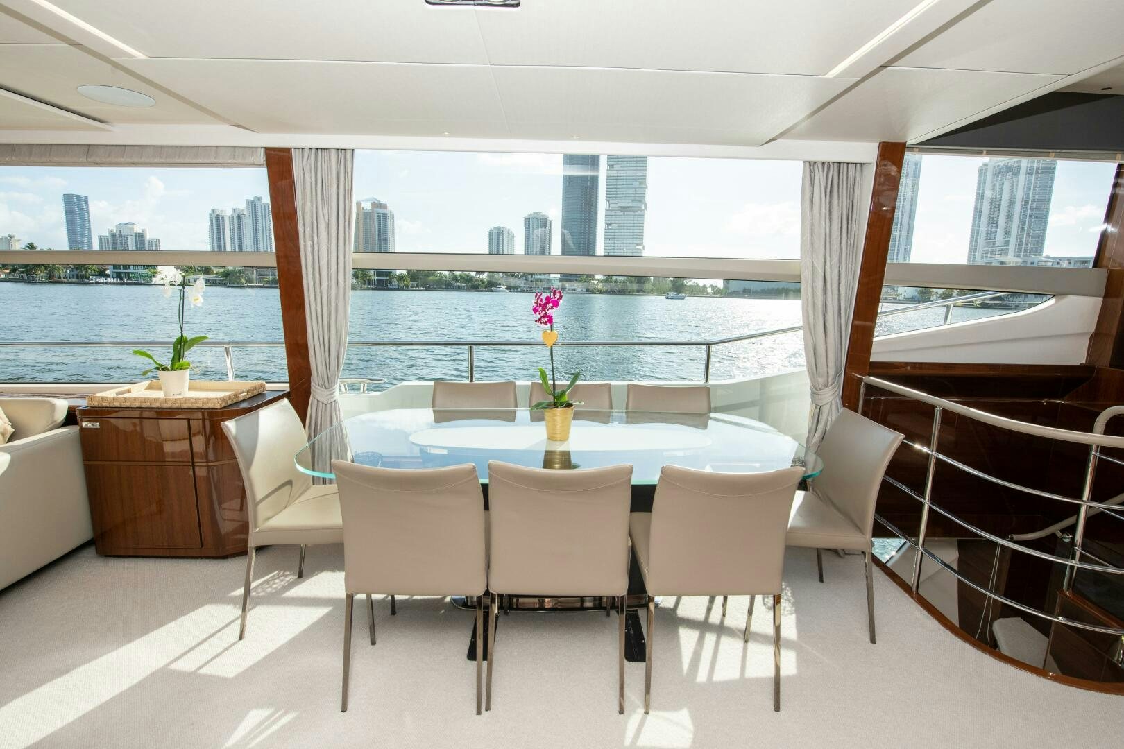 a room with a table and chairs aboard OUR ALEPH Yacht for Sale