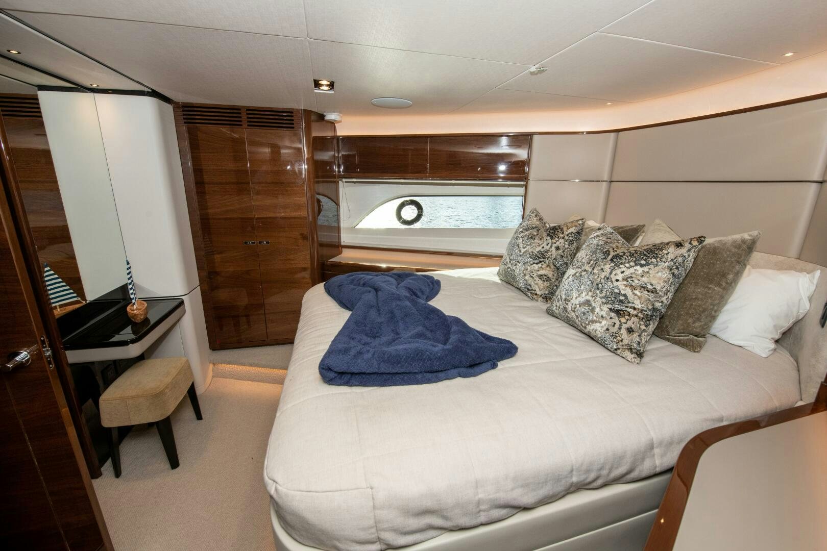a bed in a room aboard OUR ALEPH Yacht for Sale