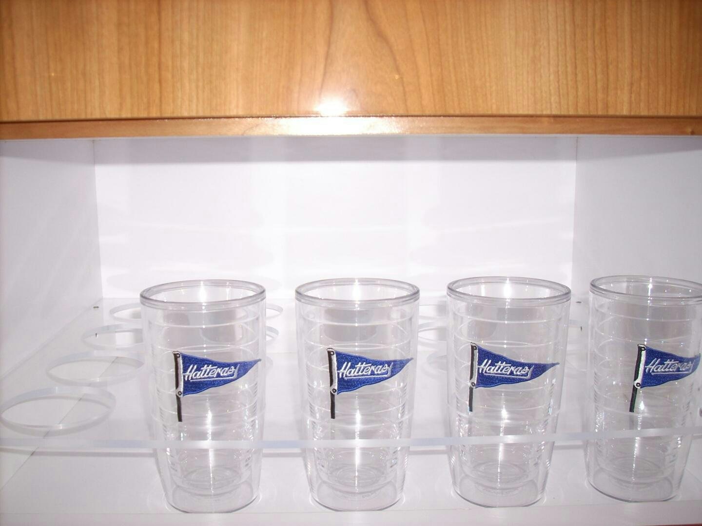 a group of plastic cups aboard LIVNWEL Yacht for Sale