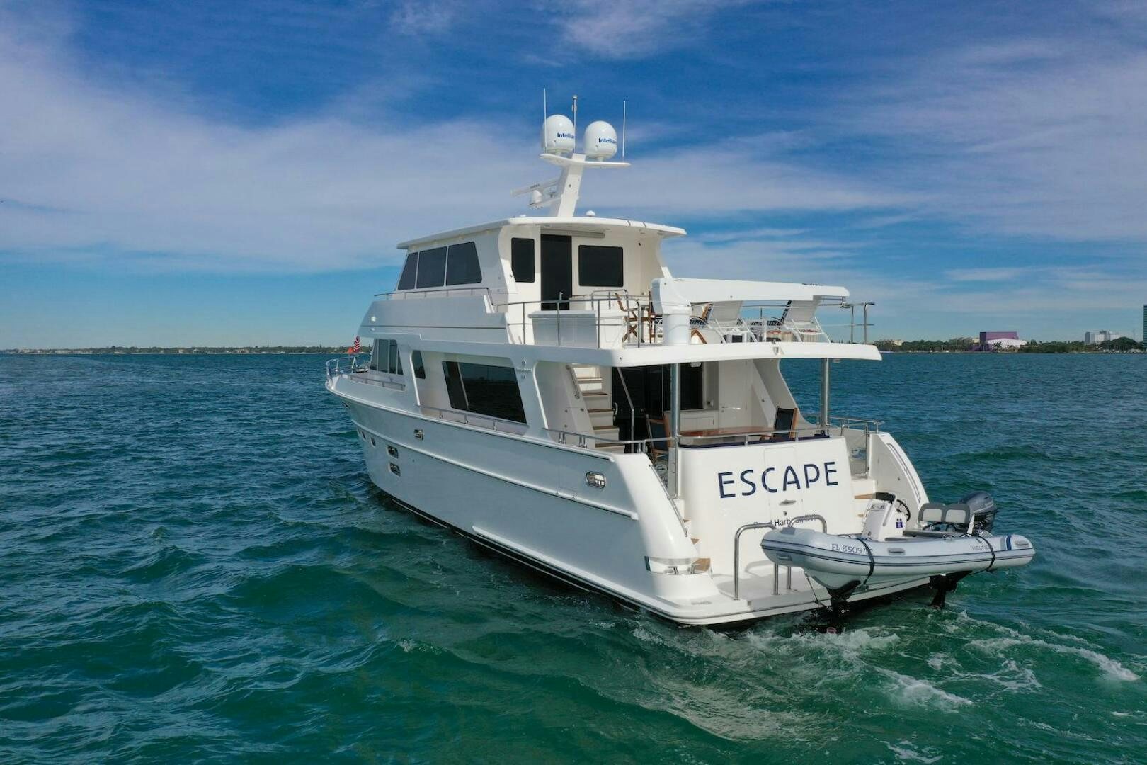 a boat in the water aboard ESCAPE Yacht for Sale