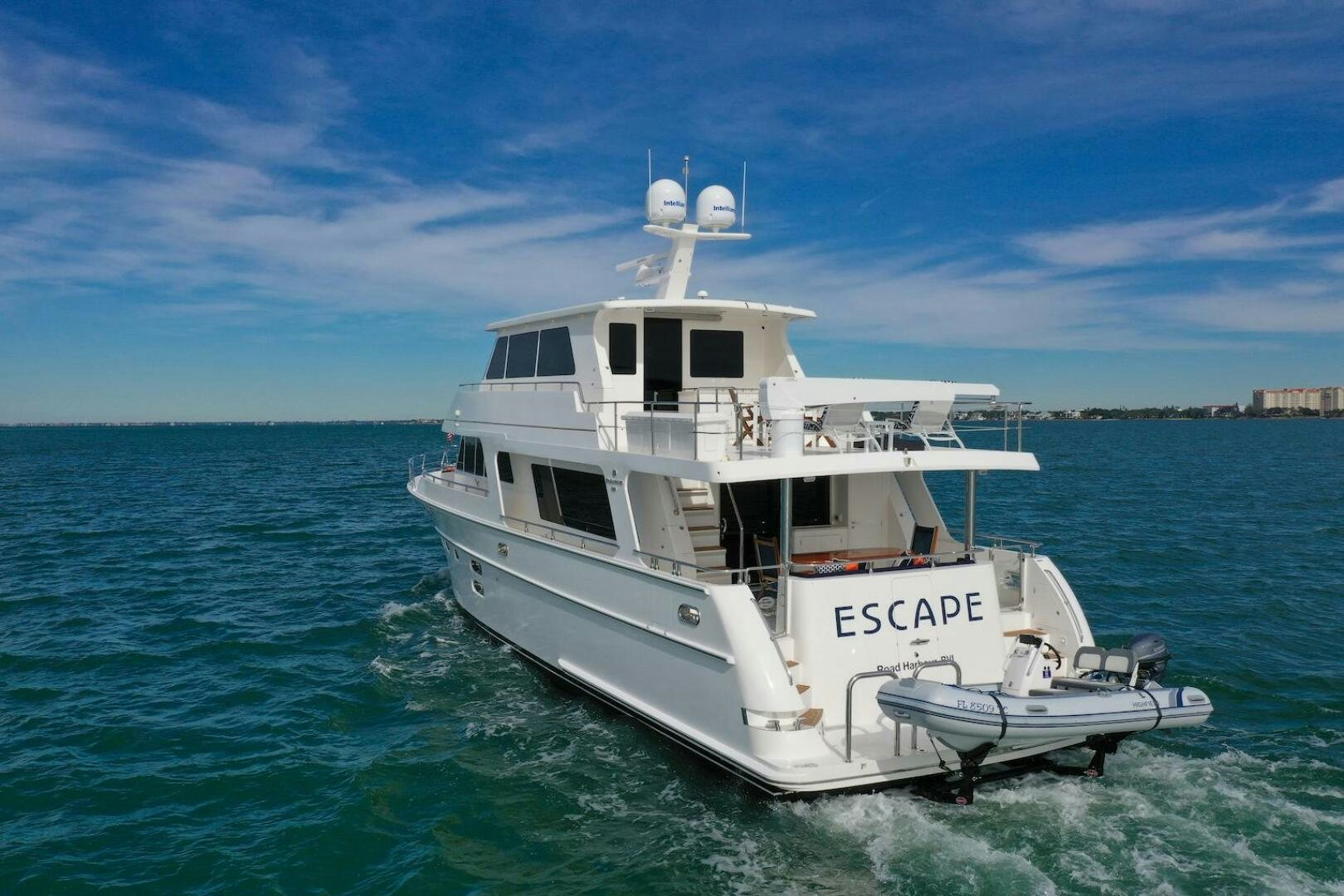 a boat in the water aboard ESCAPE Yacht for Sale