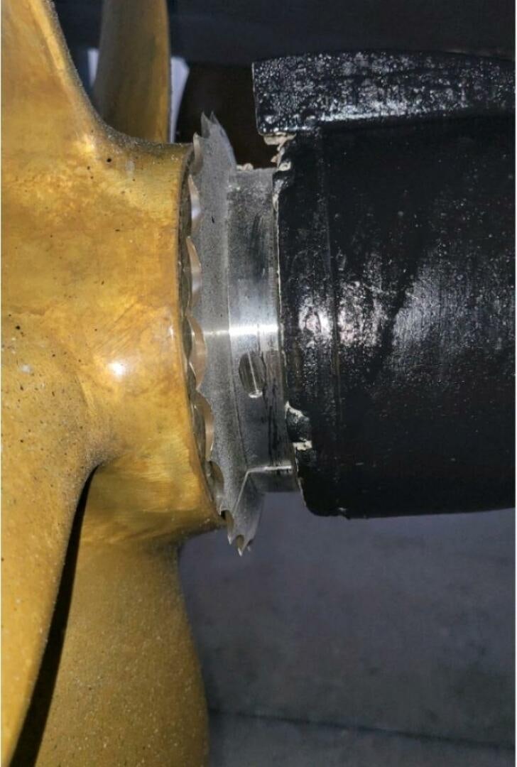 a close-up of a metal pipe aboard ESCAPE Yacht for Sale