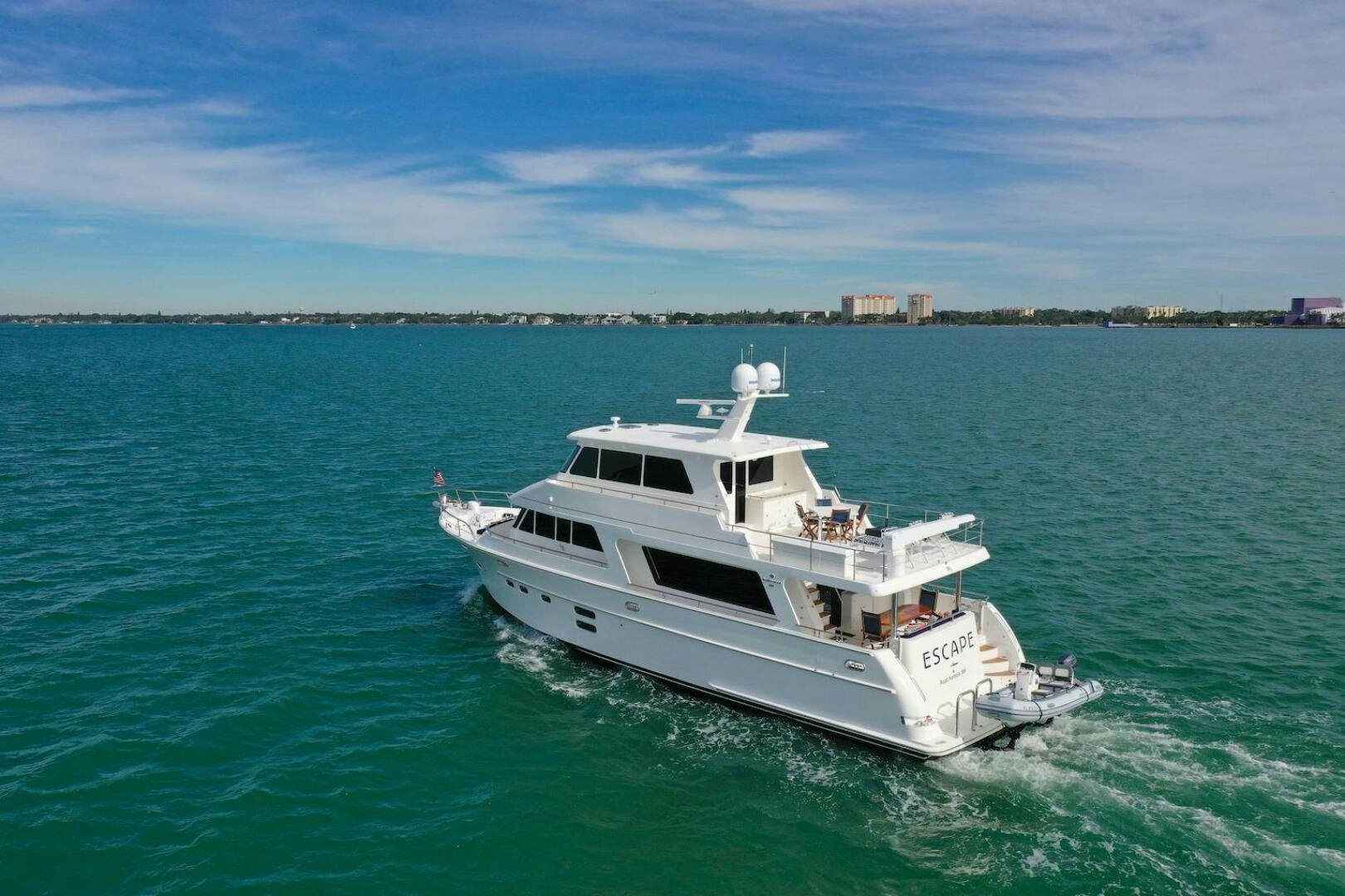 a boat in the water aboard ESCAPE Yacht for Sale