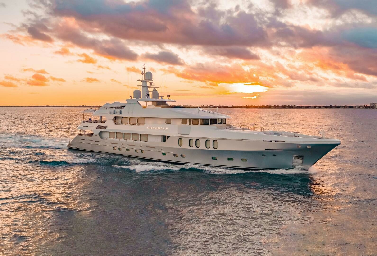 a boat in the water aboard CHASSEUR Yacht for Sale