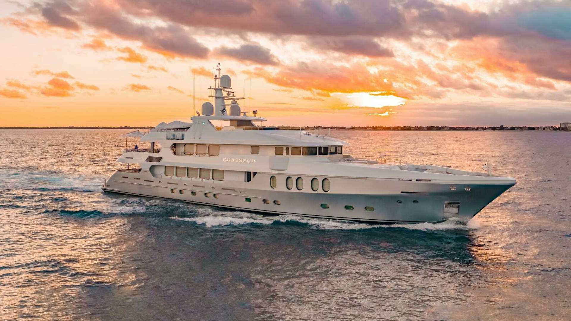 a boat in the water aboard CHASSEUR Yacht for Sale