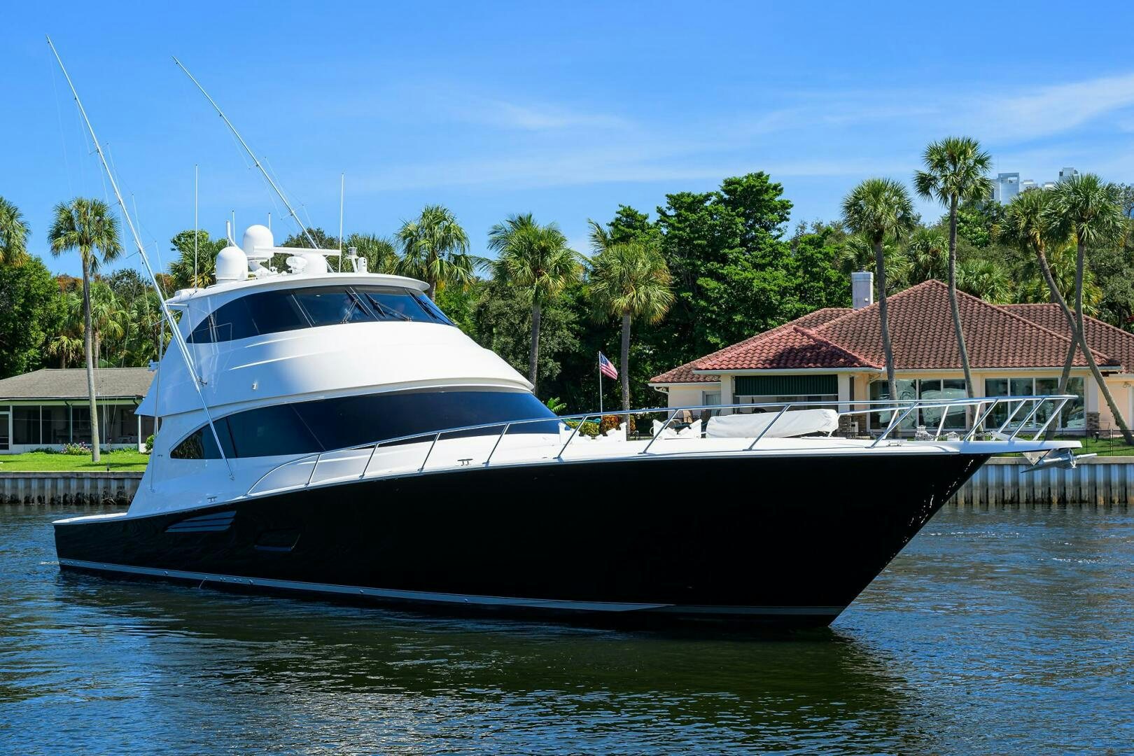 a boat on the water aboard 80' VIKING Yacht for Sale
