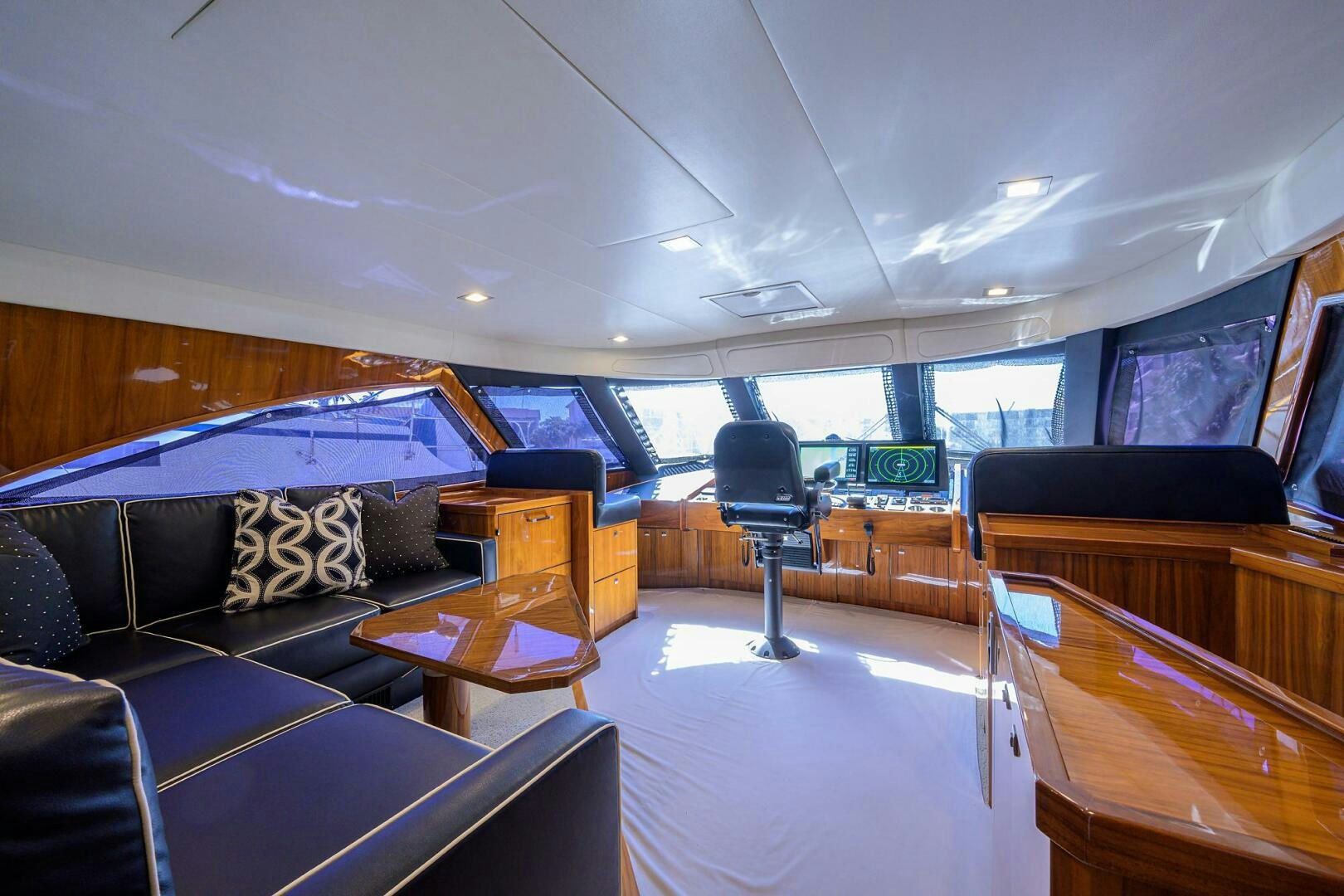 inside of a bus aboard 80' VIKING Yacht for Sale