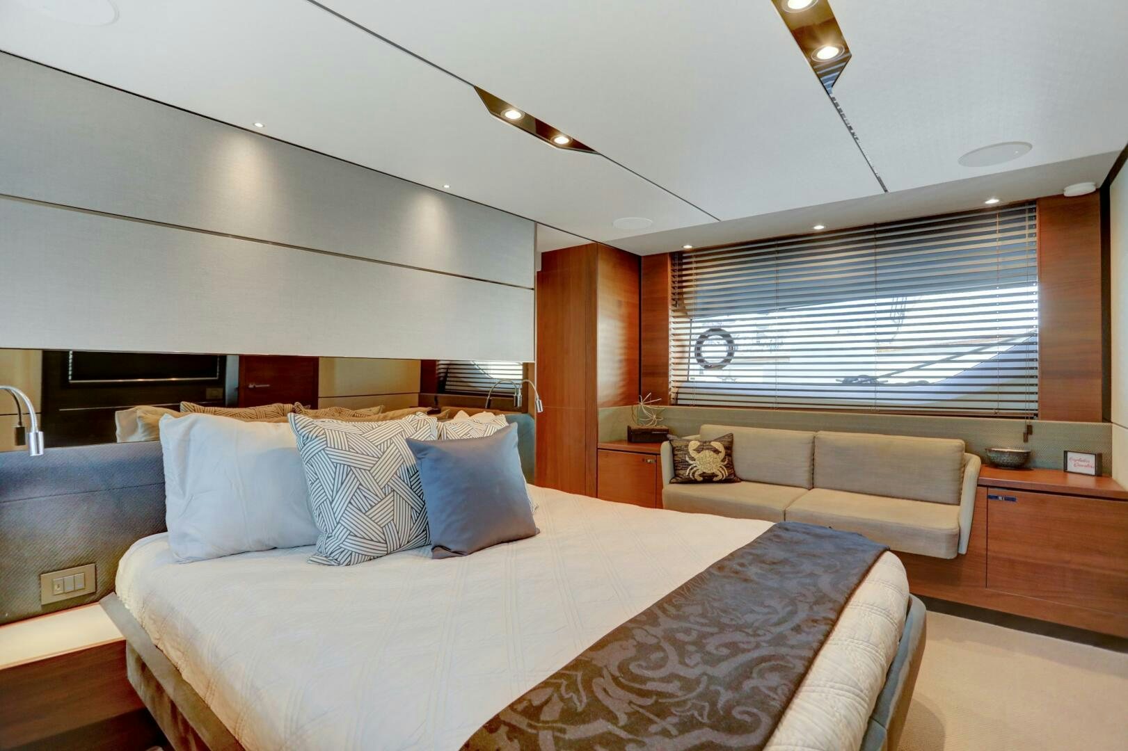 a bed in a room aboard REAL SLICK Yacht for Sale