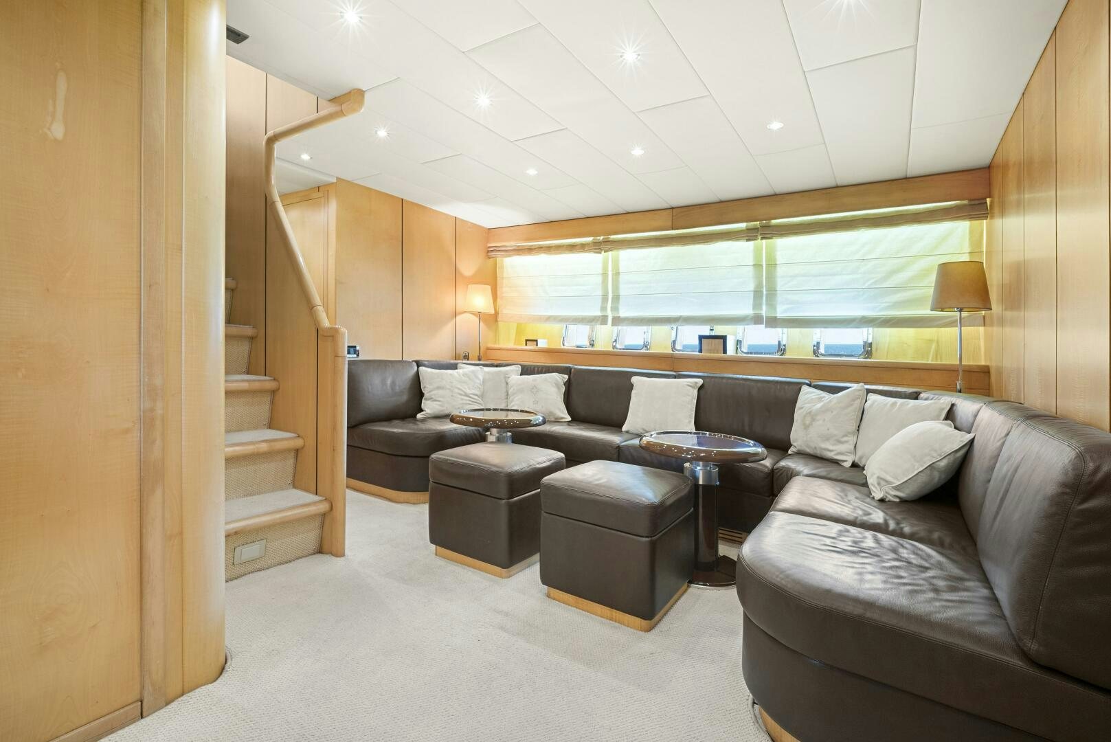 a living room with a large window aboard NONE Yacht for Sale