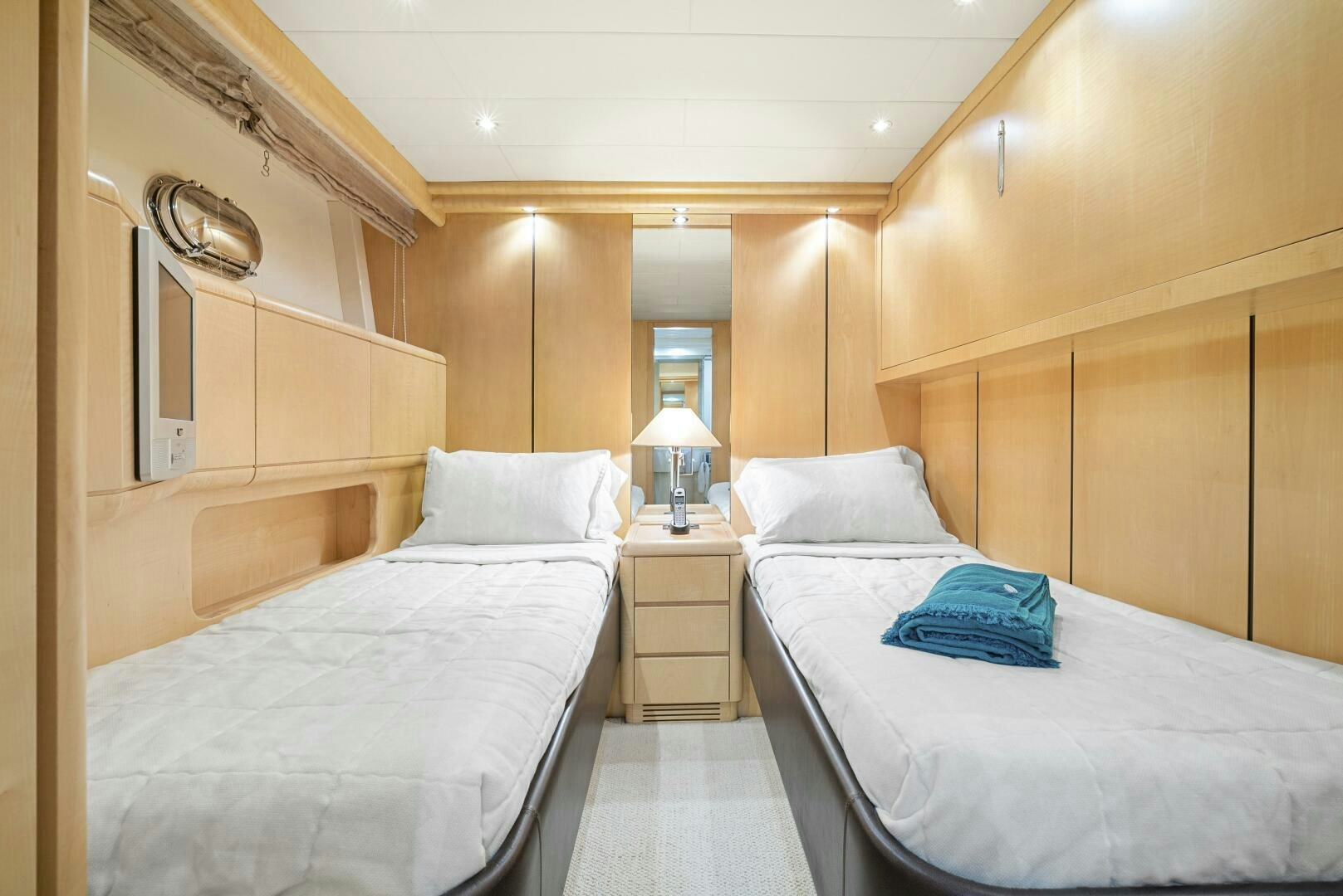 a room with two beds aboard NONE Yacht for Sale