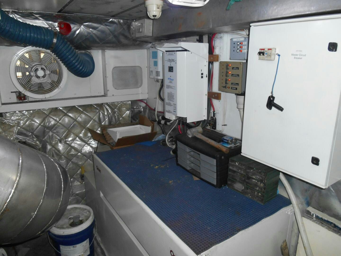 a room with machinery and equipment aboard LADY C Yacht for Sale