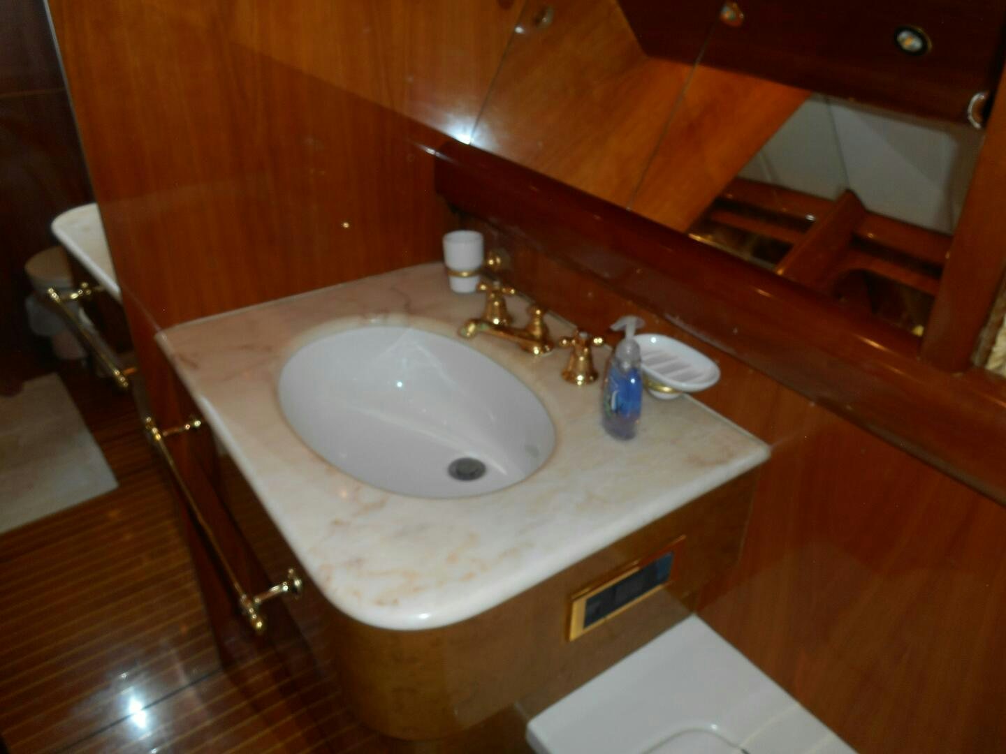 a sink in a bathroom aboard LADY C Yacht for Sale