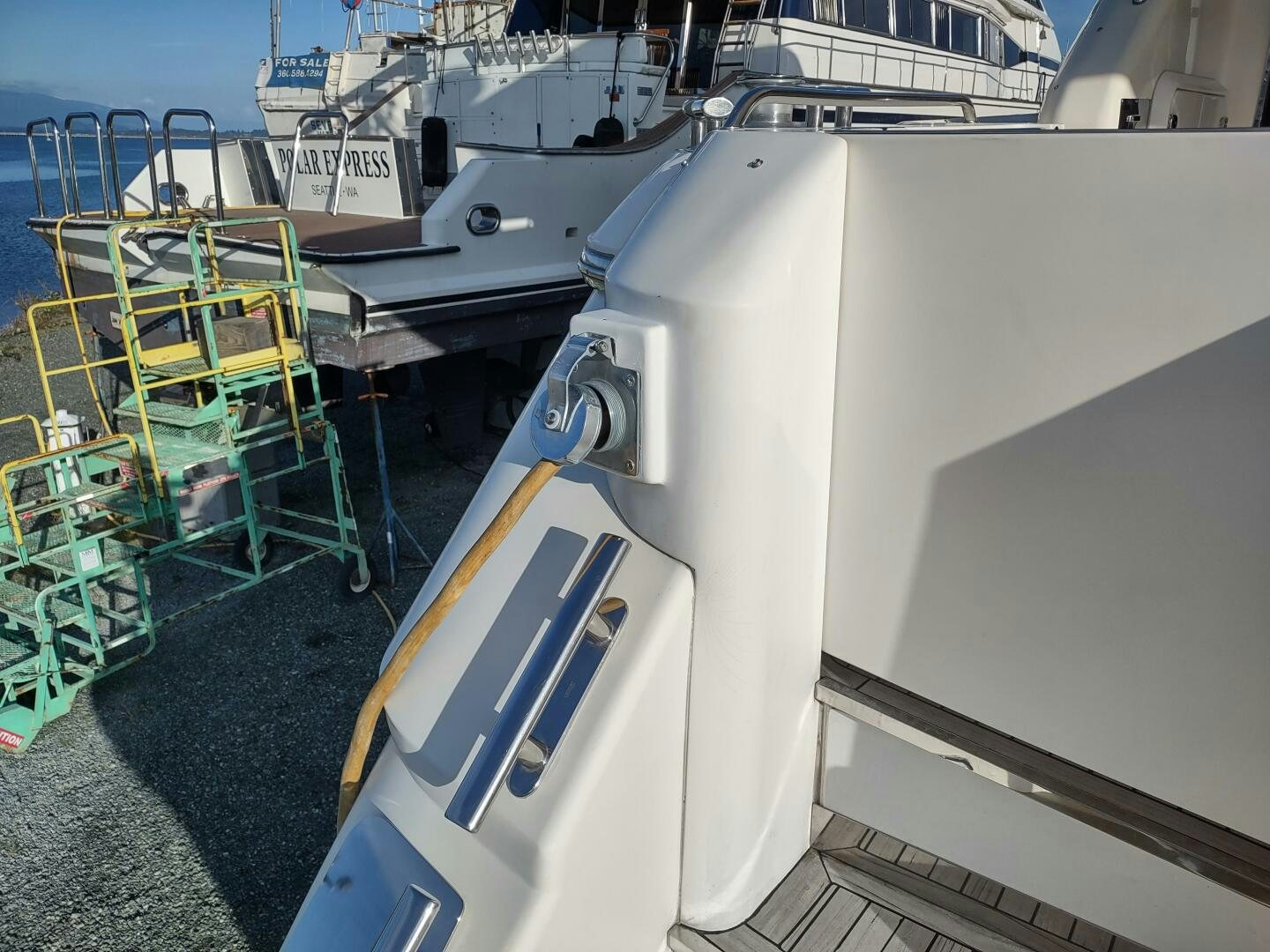 a boat with a green metal frame aboard F66 Yacht for Sale