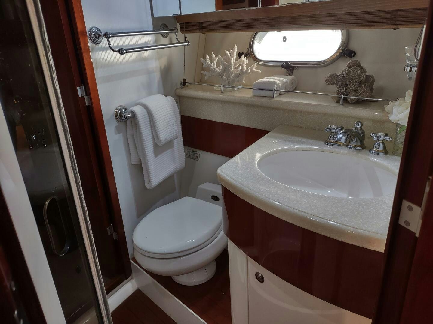 a bathroom with a sink and toilet aboard F66 Yacht for Sale