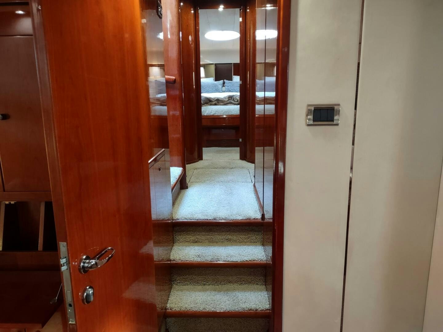 a hallway with a door aboard F66 Yacht for Sale