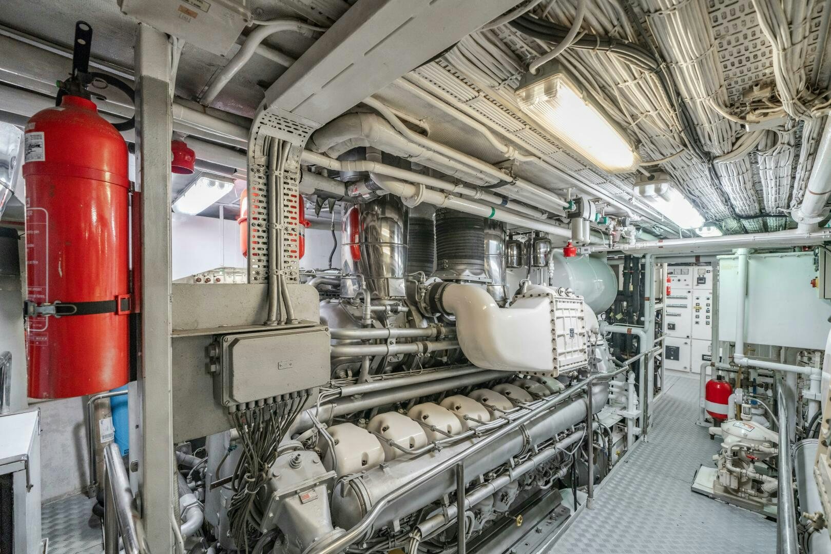 a large factory with machinery aboard BLUEMAR II Yacht for Sale