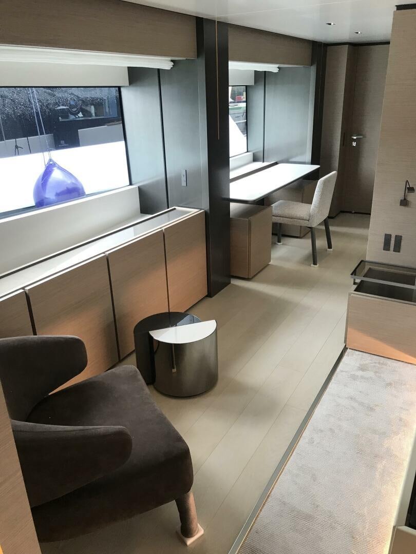 a room with a tv and a couch aboard MARIA THERESA Yacht for Sale