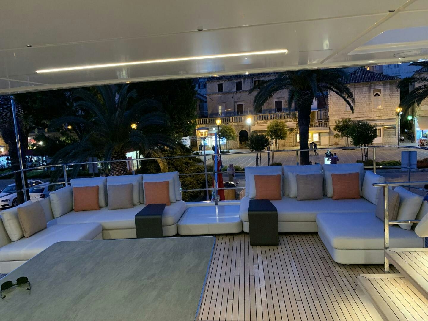 a large lounge area with couches aboard MARIA THERESA Yacht for Sale