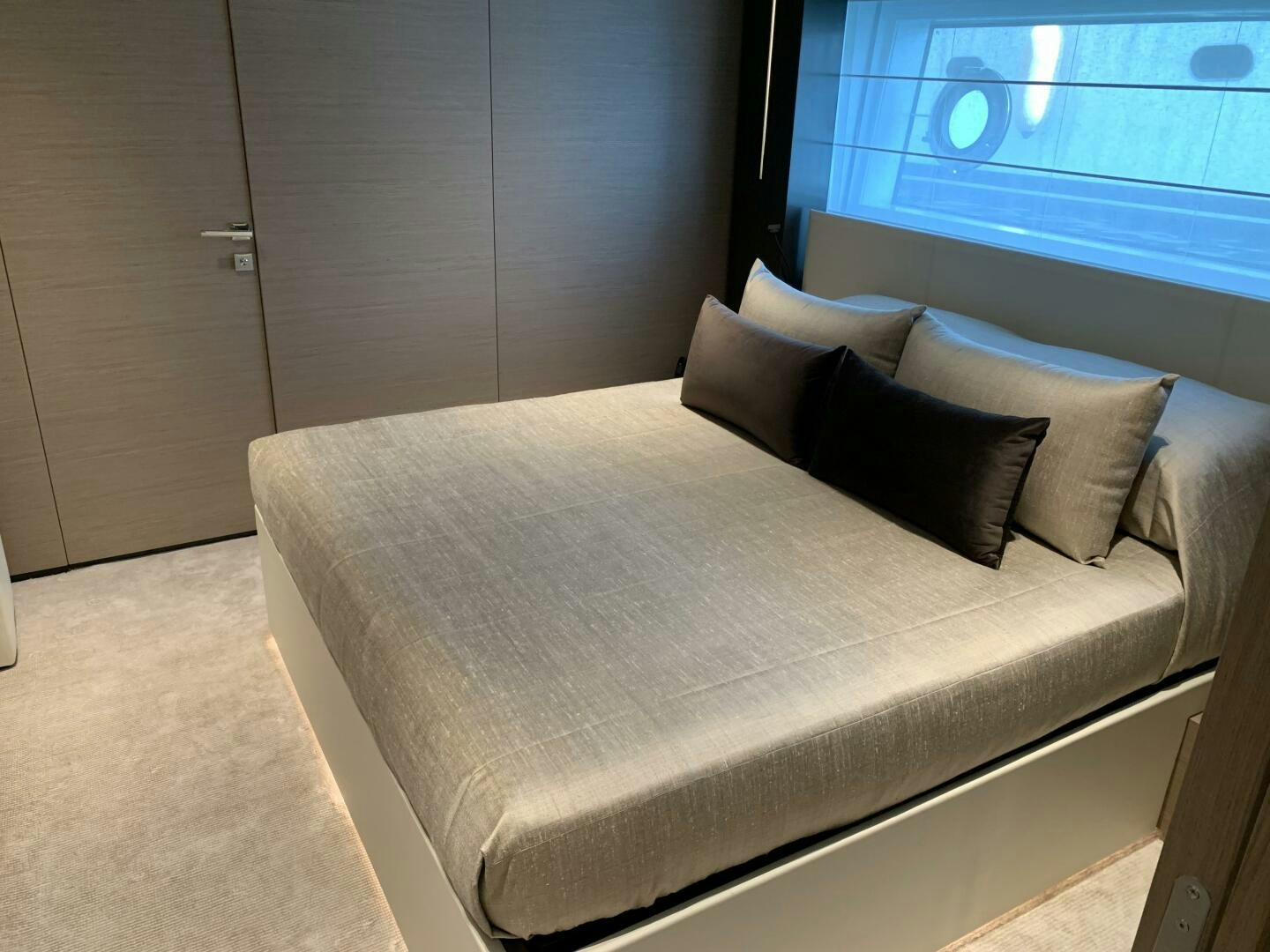 a bed with pillows aboard MARIA THERESA Yacht for Sale