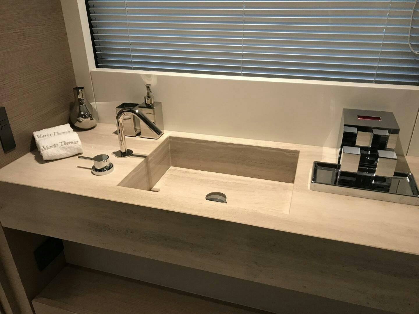 a sink with a faucet aboard MARIA THERESA Yacht for Sale