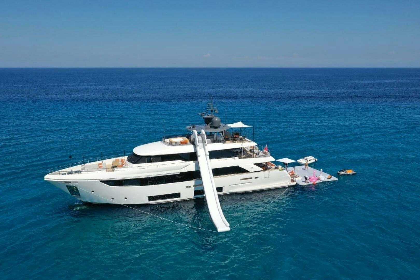 a white yacht in the ocean aboard MARIA THERESA Yacht for Sale