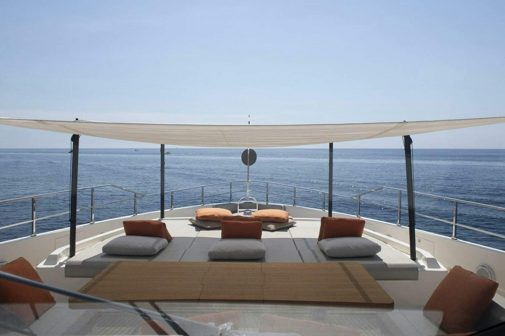a deck with a view of the ocean and the deck aboard MARIA THERESA Yacht for Sale