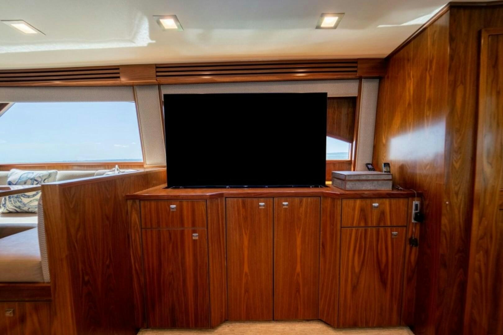 a tv on a cabinet aboard WRAPPED UP Yacht for Sale