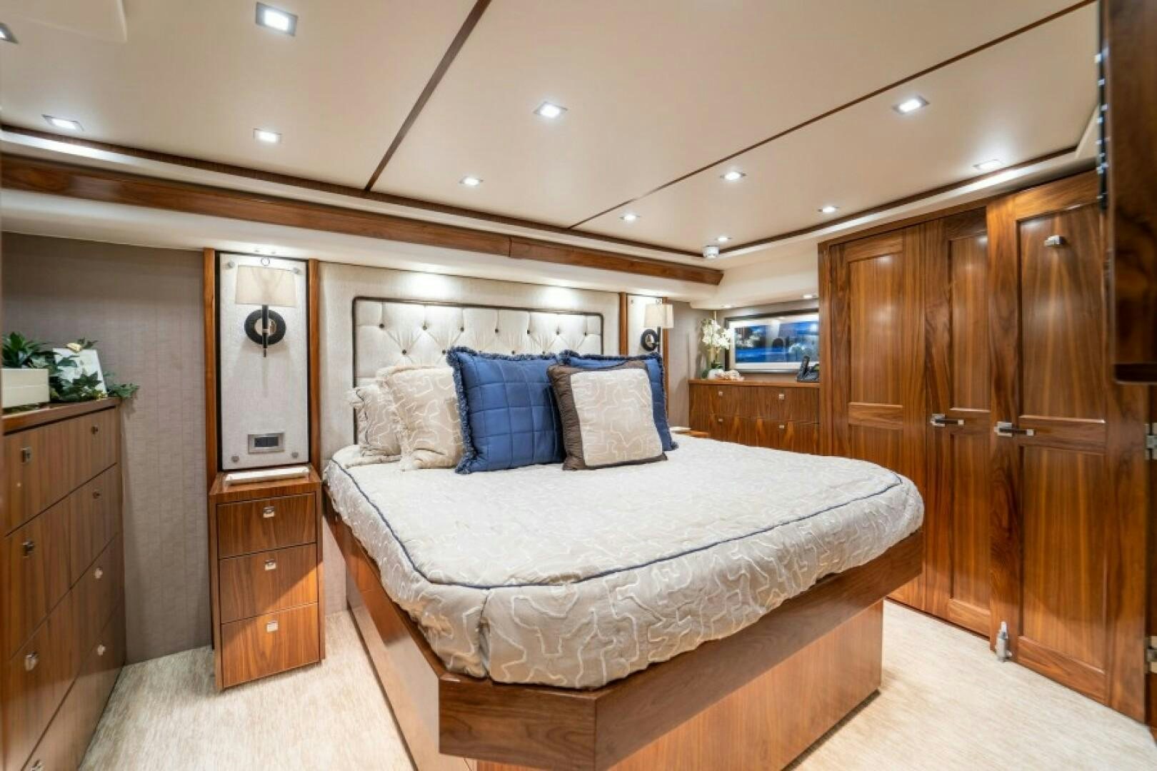 a bed in a room aboard WRAPPED UP Yacht for Sale