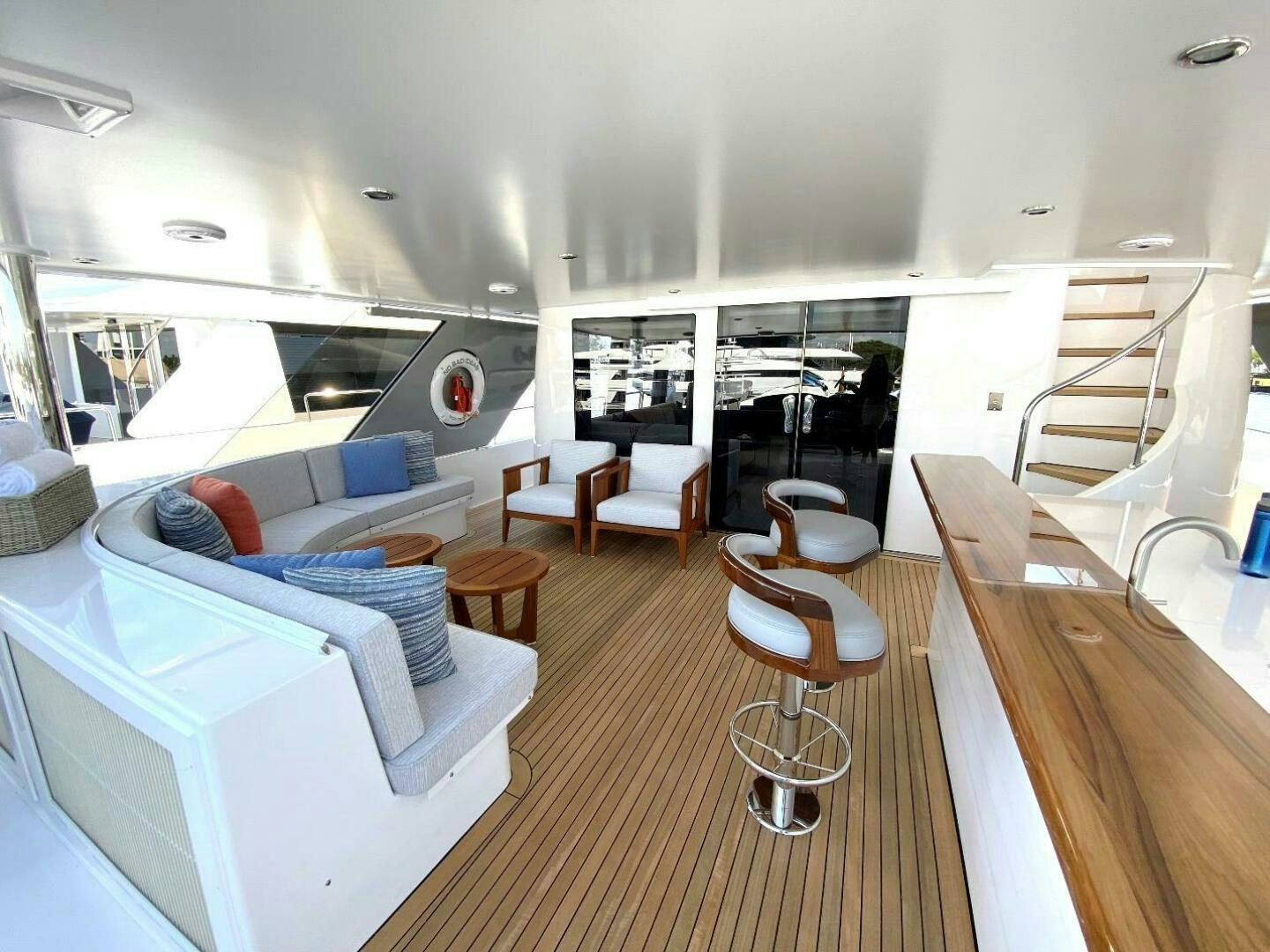 a room with a bed and a couch aboard MEMENTO VIVERE Yacht for Sale