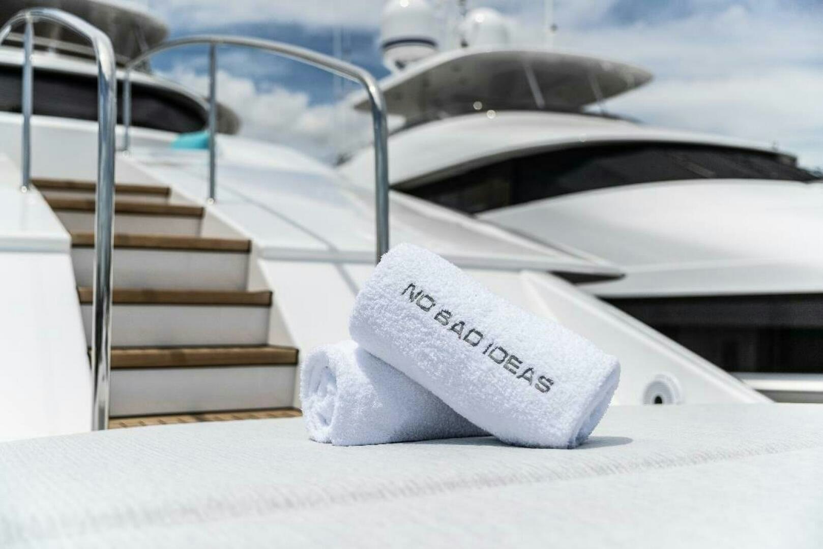 a white shoe on a white surface aboard MEMENTO VIVERE Yacht for Sale