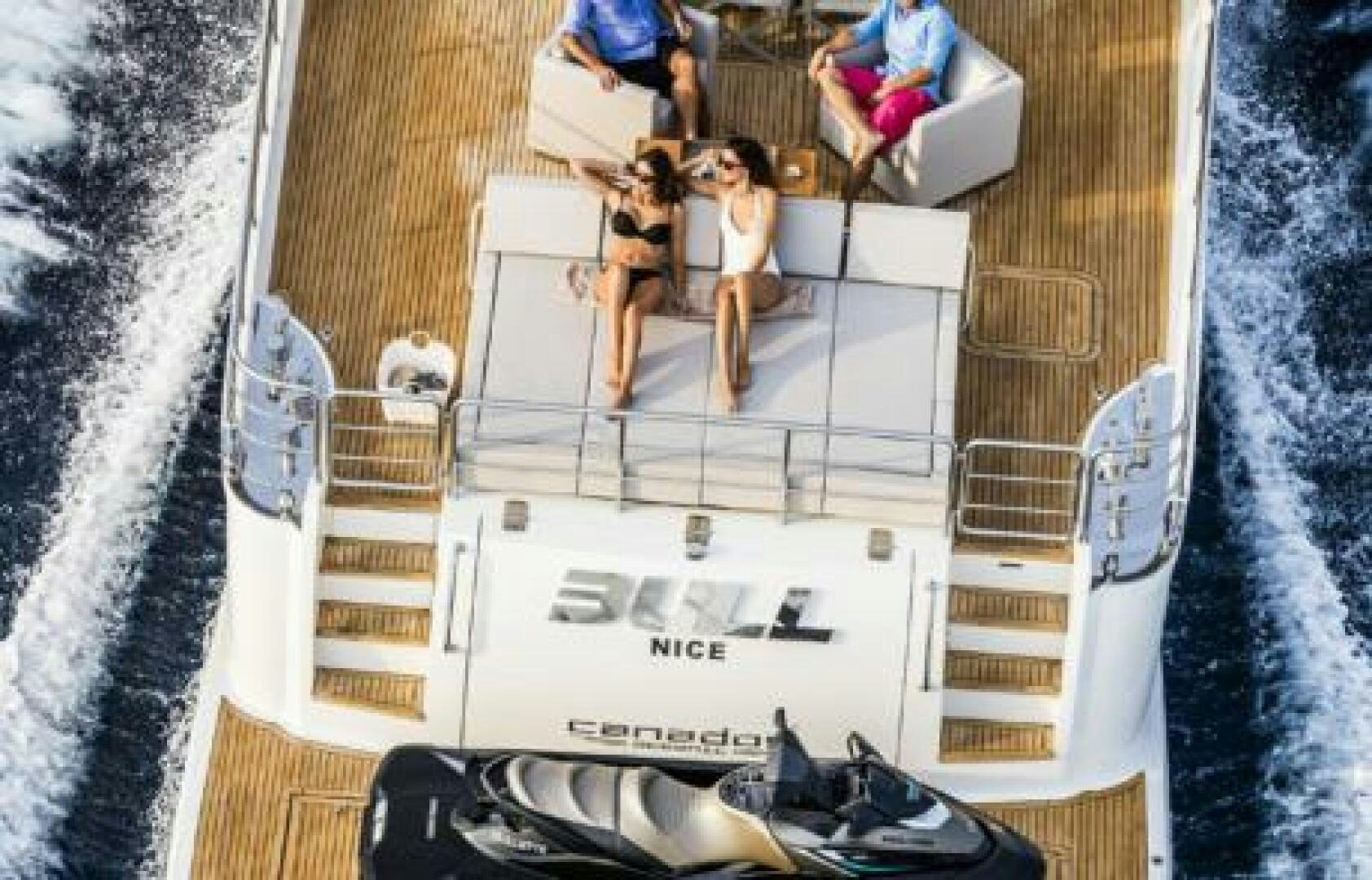 a model of a boat aboard OCEANIC 76' GT Yacht for Sale