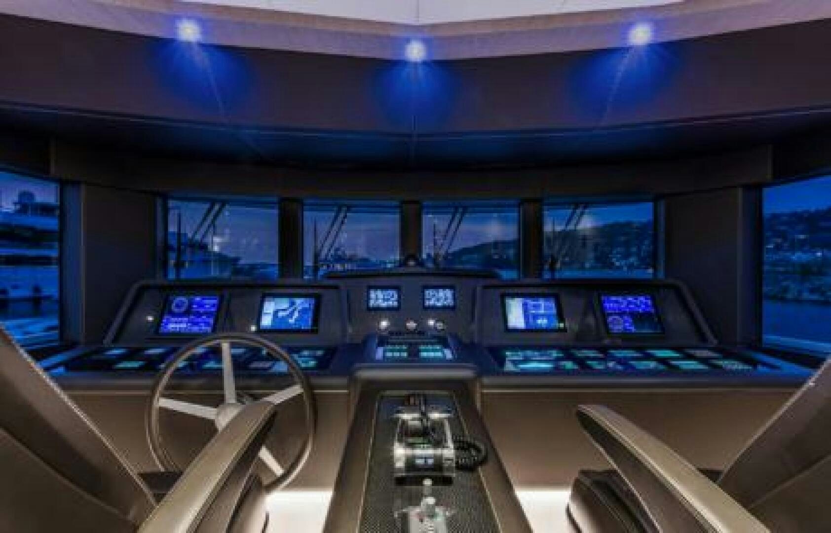 inside of a vehicle with many screens aboard OCEANIC 76' GT Yacht for Sale