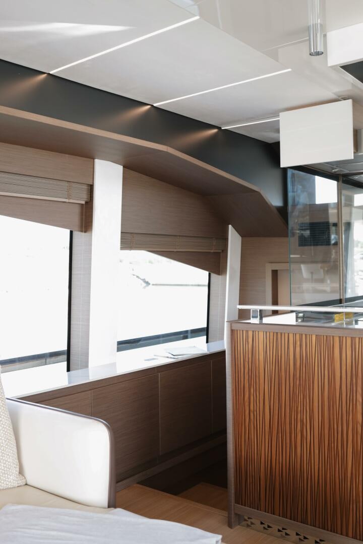 a room with a white ceiling aboard IL DISFRUTE Yacht for Sale