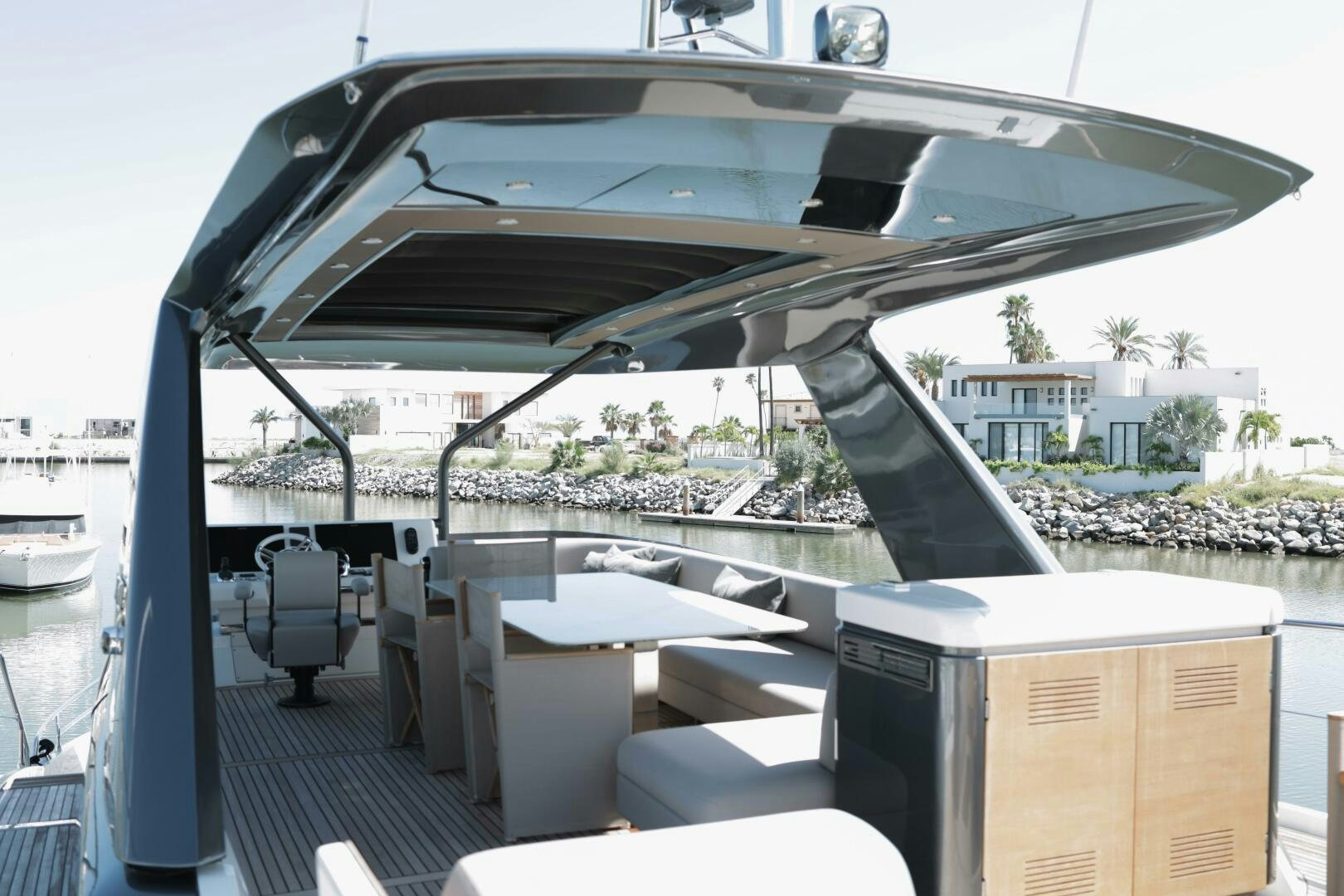 a boat on a deck aboard IL DISFRUTE Yacht for Sale