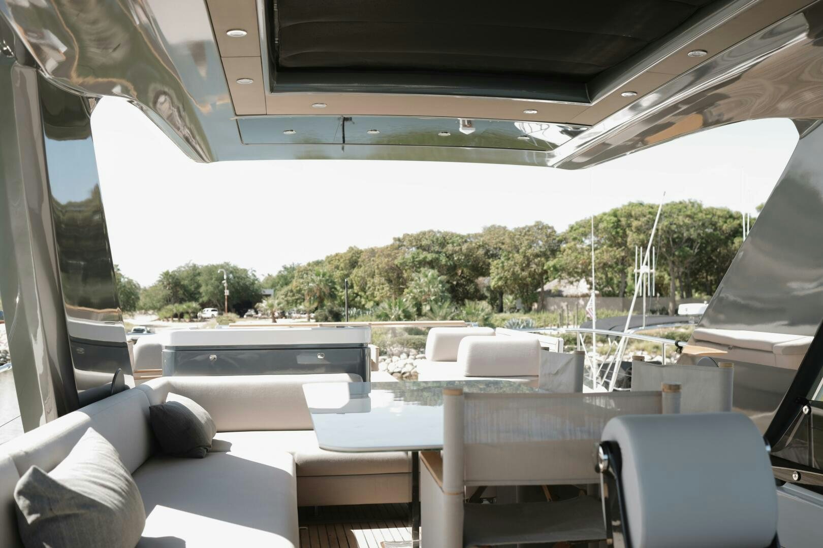 inside of a car aboard IL DISFRUTE Yacht for Sale