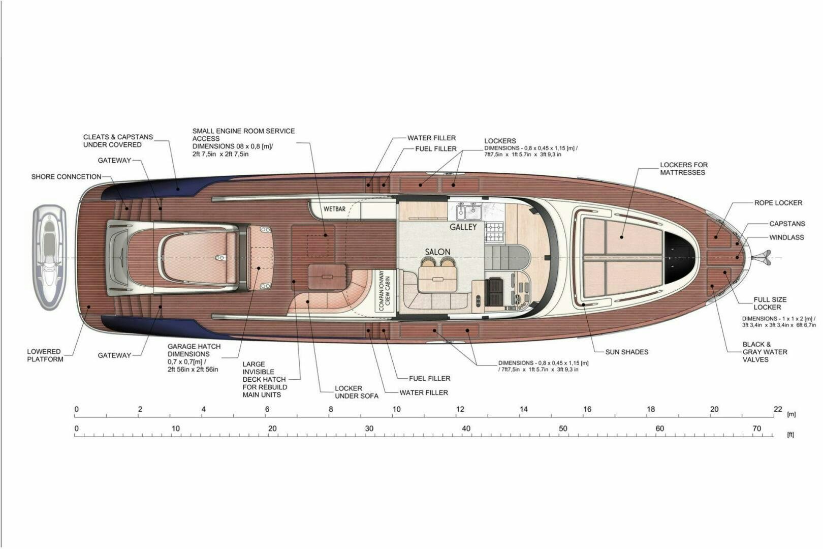 diagram, engineering drawing aboard CORMORANT Yacht for Sale