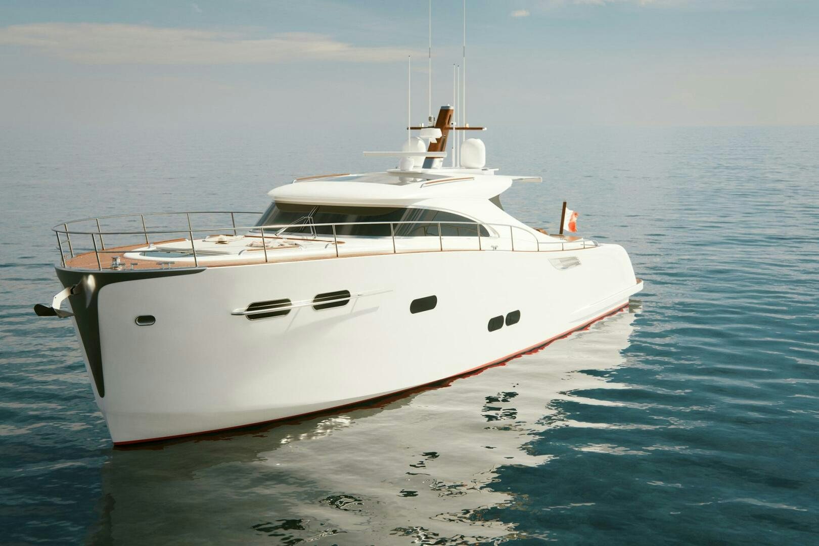 a white yacht in the water aboard CORMORANT Yacht for Sale