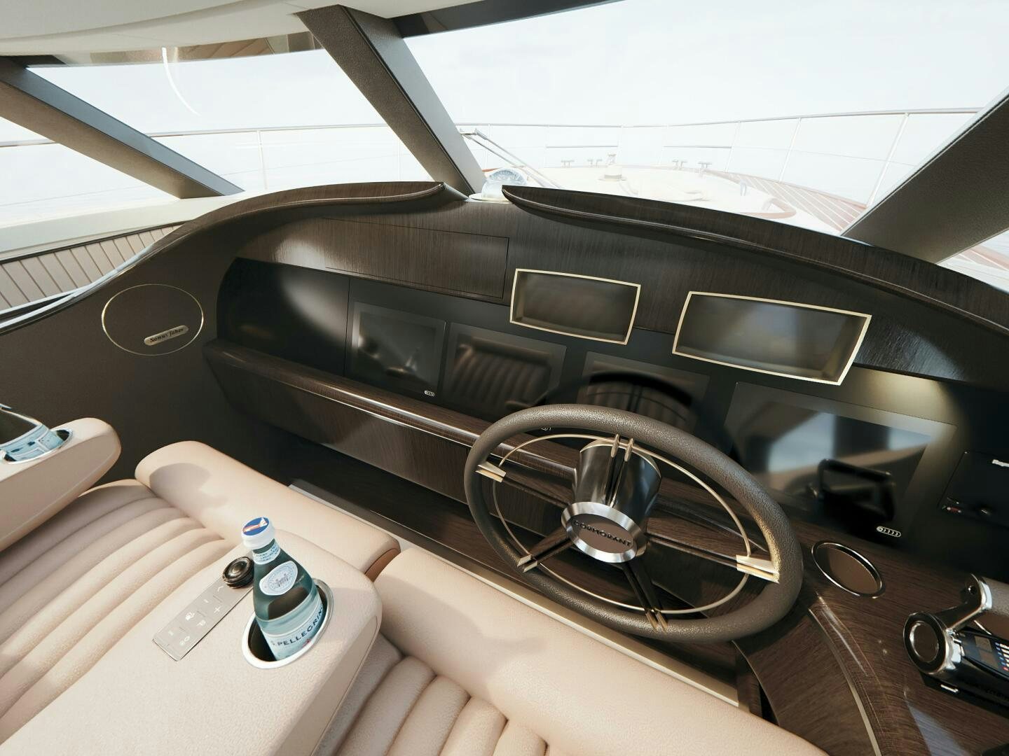 the inside of a car aboard CORMORANT Yacht for Sale