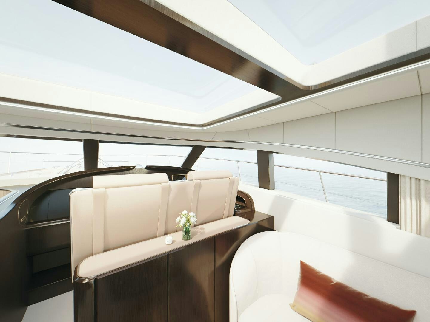 a room with a table and chairs aboard CORMORANT Yacht for Sale