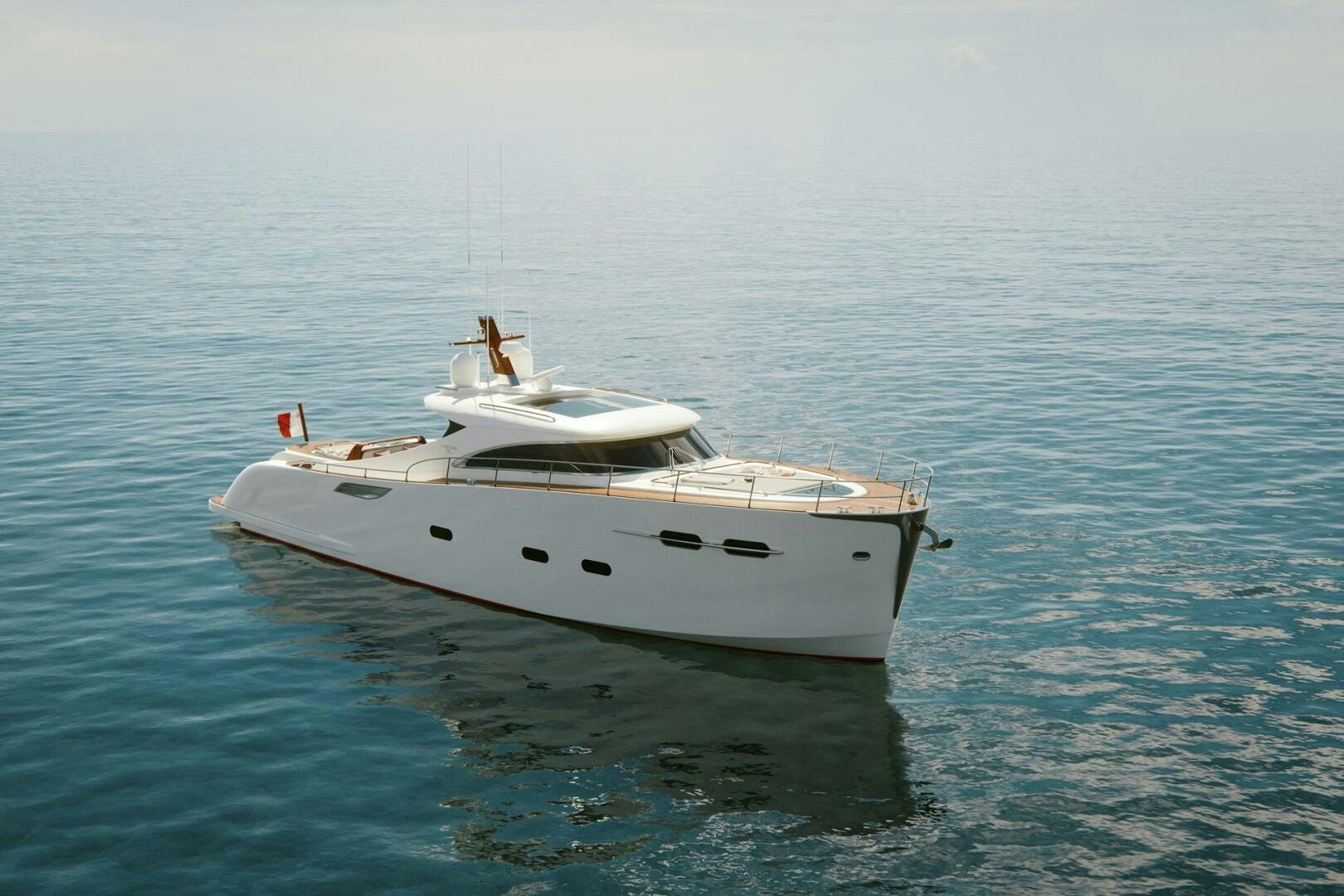a white boat in the water aboard CORMORANT Yacht for Sale