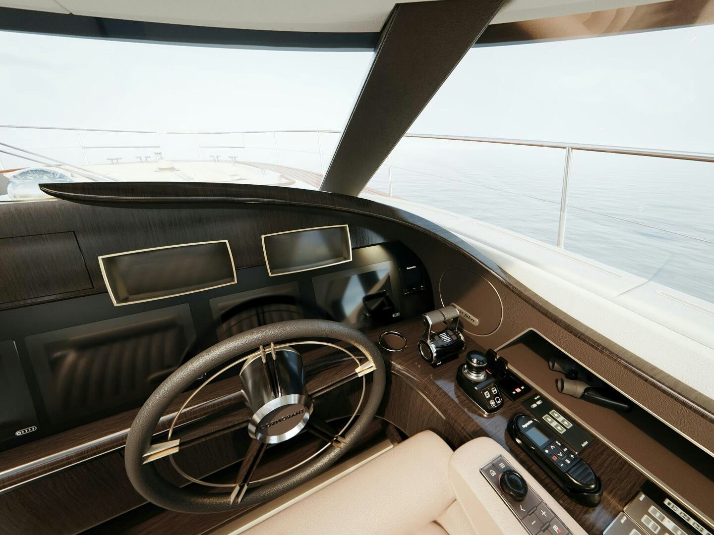 inside of a car aboard CORMORANT Yacht for Sale