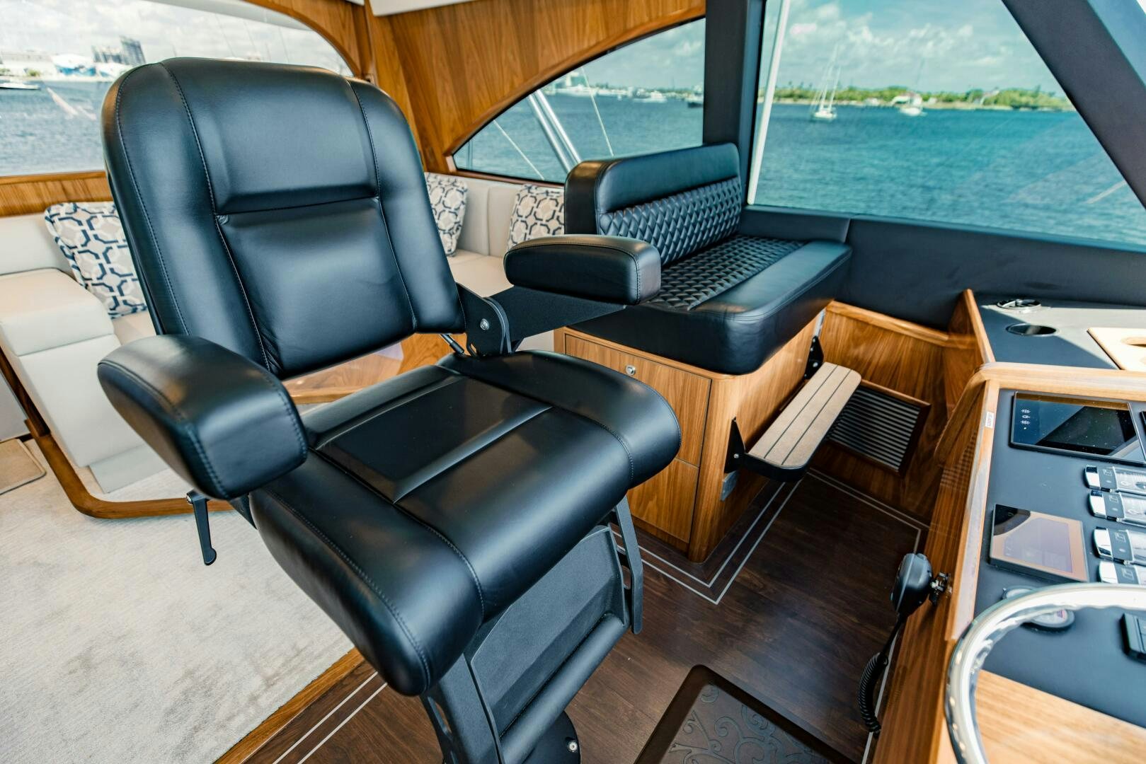 a black office chair aboard DOUBLE SHOT Yacht for Sale