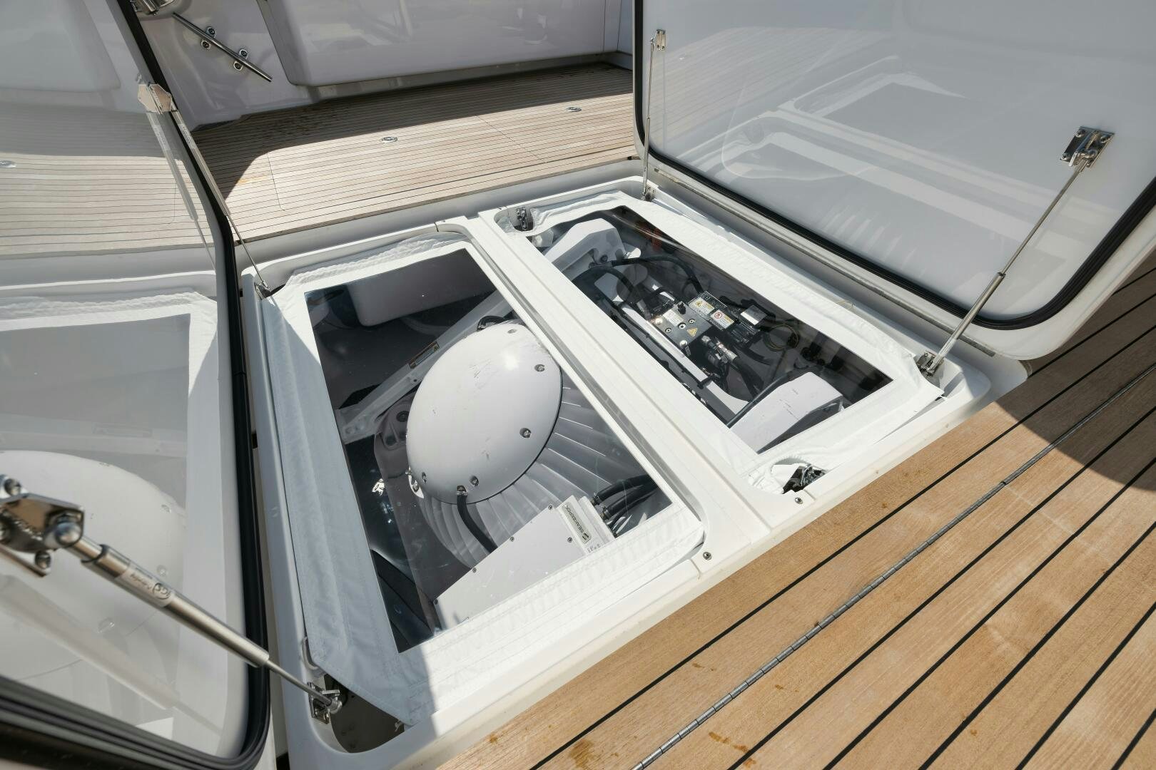 a silver toaster oven aboard DOUBLE SHOT Yacht for Sale