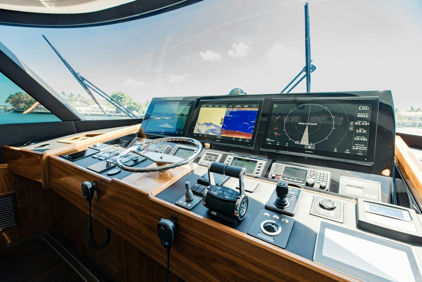 a cockpit of a plane aboard DOUBLE SHOT Yacht for Sale