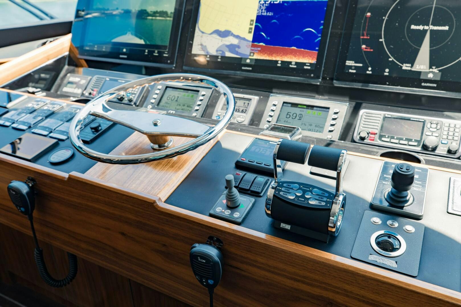 a radio on a table aboard DOUBLE SHOT Yacht for Sale