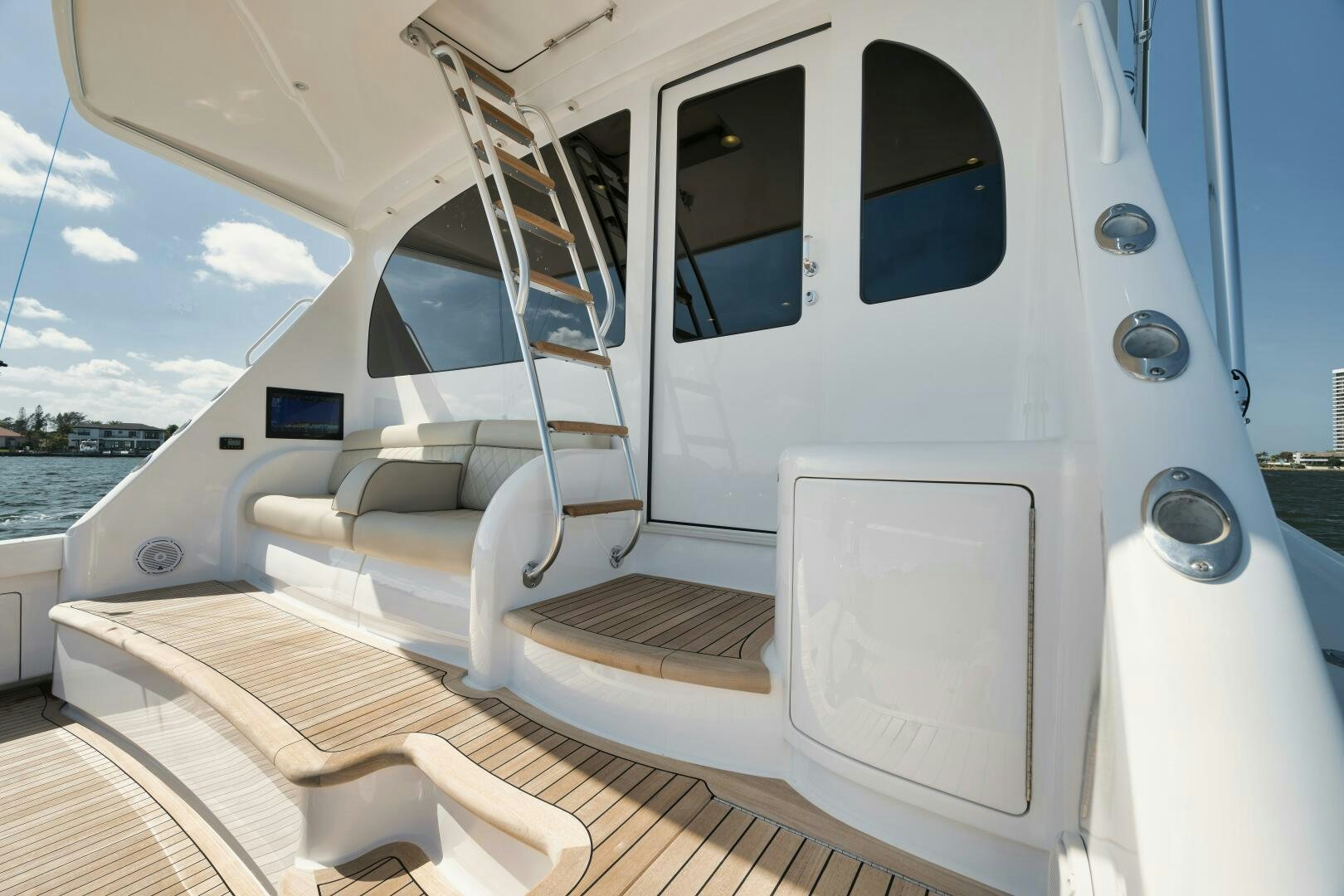 a boat with a ladder aboard DOUBLE SHOT Yacht for Sale