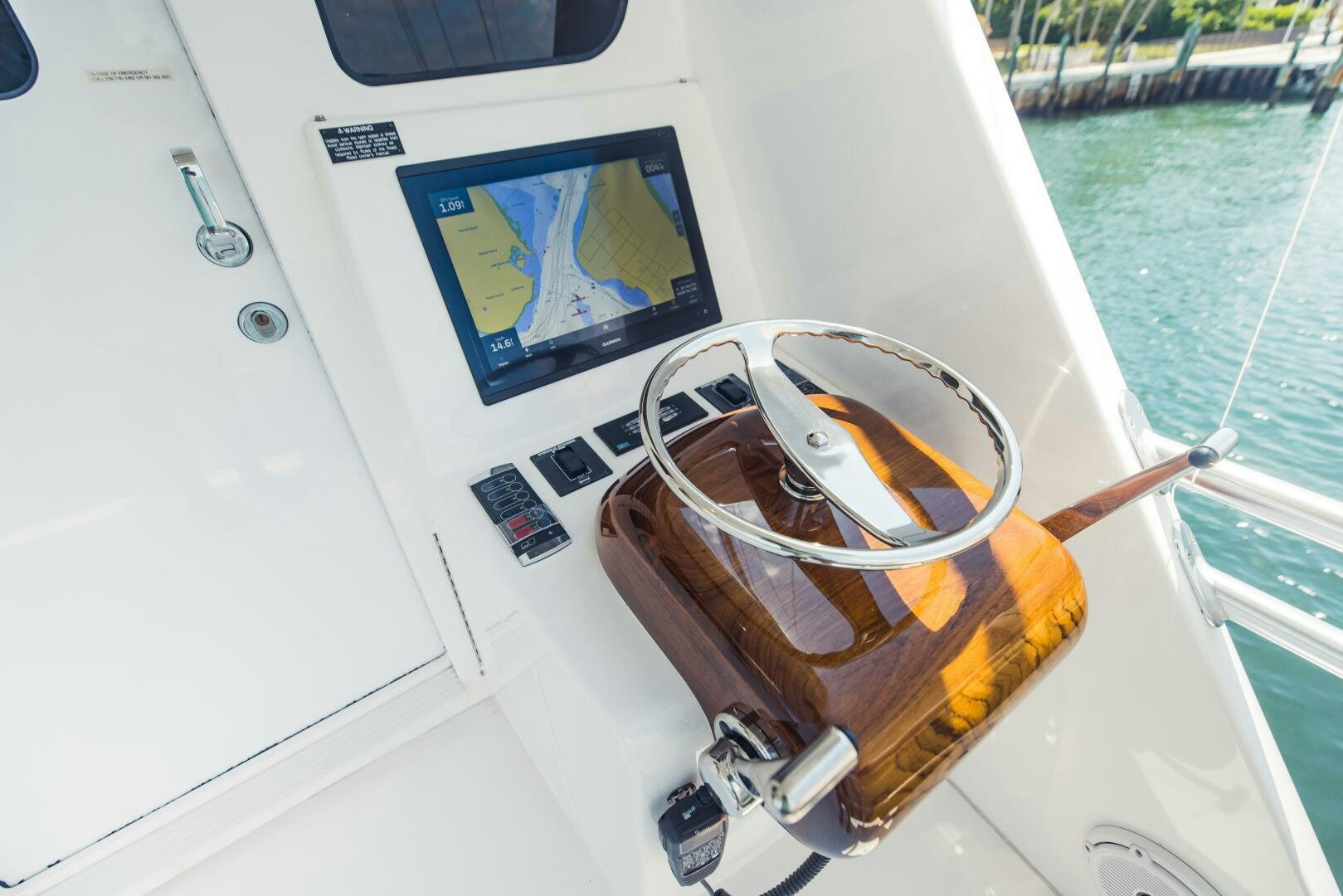 a boat with a glass of beer on the front aboard DOUBLE SHOT Yacht for Sale