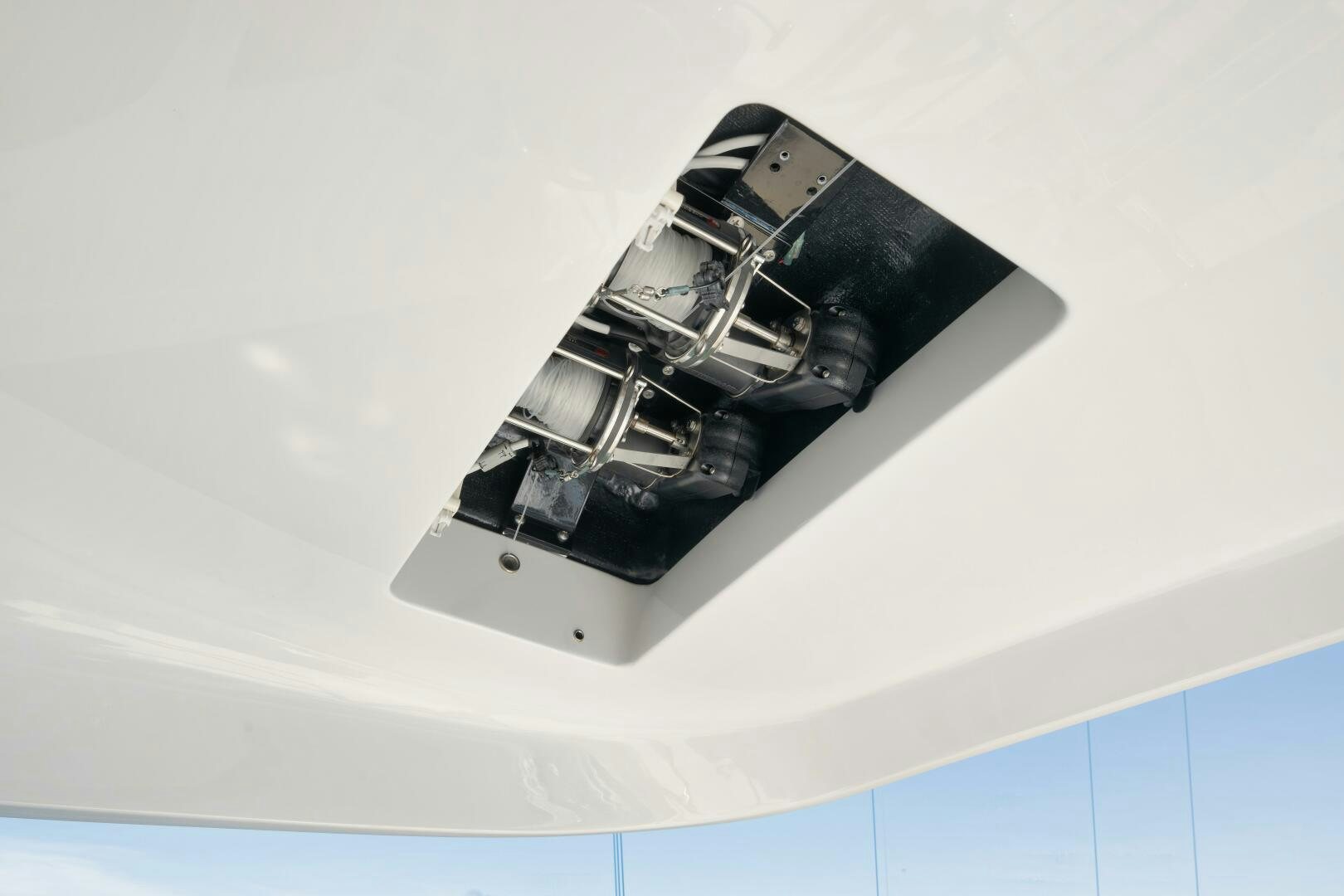 a black and white airplane aboard DOUBLE SHOT Yacht for Sale