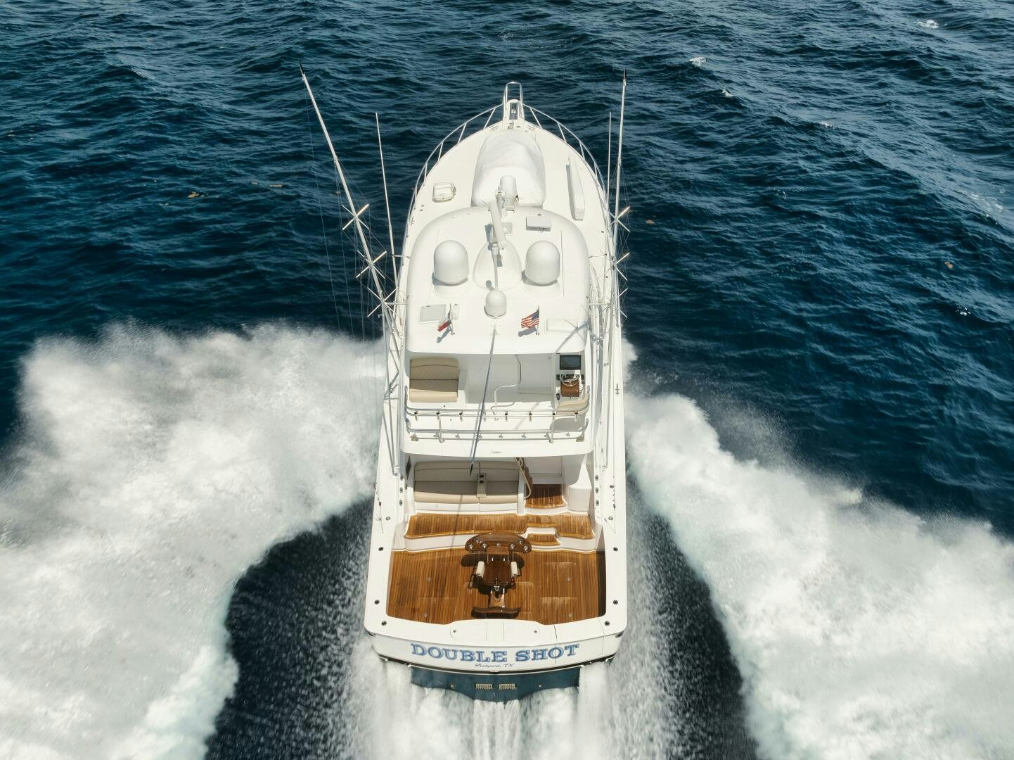 a space shuttle on the water aboard DOUBLE SHOT Yacht for Sale