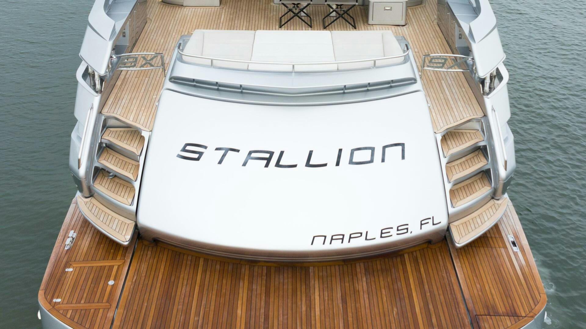 a white box with a black and white label on a wooden surface aboard STALLION Yacht for Sale